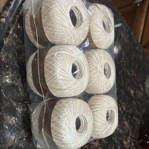 New Set of Six Cream Yarn Balls Lily Mercerized cotton No42